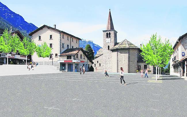 So sieht ein erster Vorschlag zur Neugestaltung des Dorfplatzes aus.
