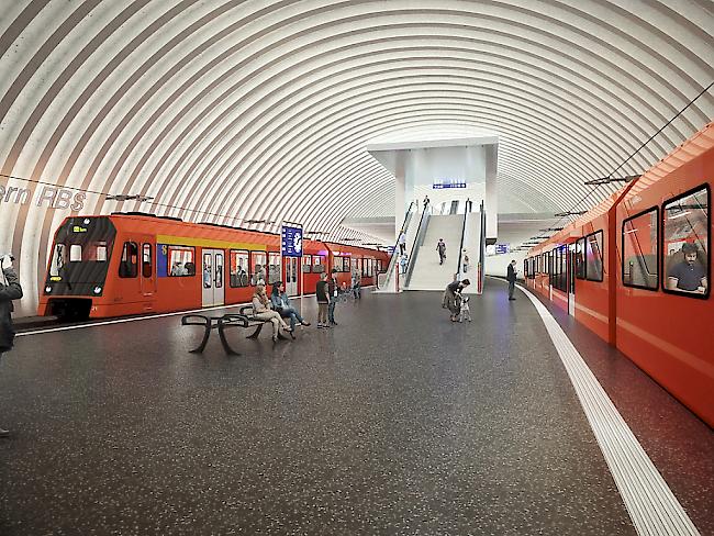 So wird ab 2025 der neue Berner RBS-Tiefbahnhof aussehen (Modellbild).