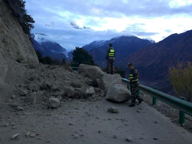 Nur leichte Schäden: Ein Erdbeben der Stärke 6,9 hat am Samstag Tibet erschüttert.