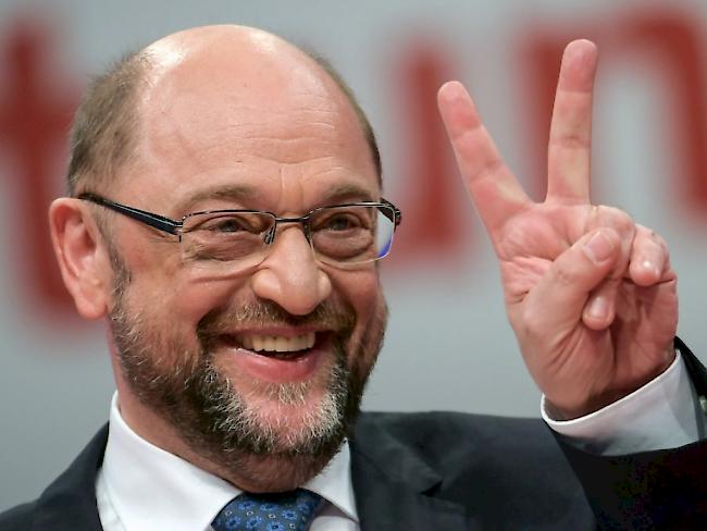 Martin Schulz am Donnerstagabend in Berlin nach seiner Wiederwahl als SPD-Chef.
