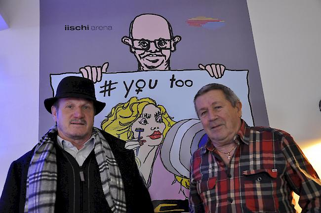 Kurt Regotz (65) und Roland Derendinger (67) gestalten seit Jahrzehnten Wände in Briger Restaurants.