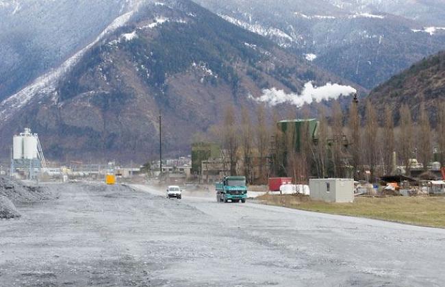Die A9-Baustelle westlich von Visp im letzten Jahr (Archivbild).