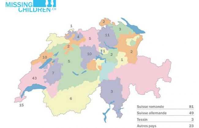 Vermisste Kinder in der Schweiz seit 2011