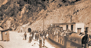 Beginn der Arbeiten f&uuml;r den Bau des Simplontunnels am Nordportal.