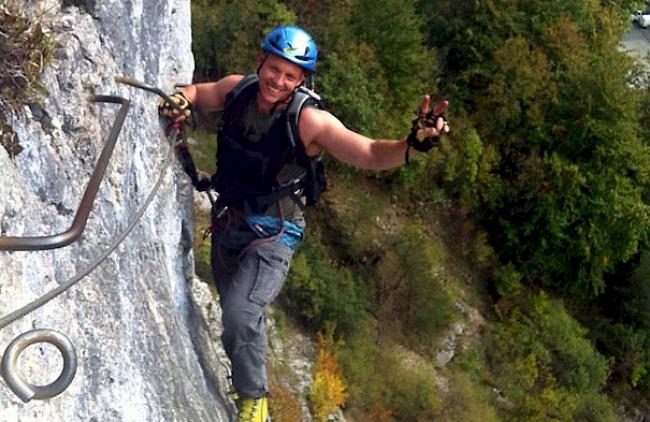 Stéphane Zufferey will bei der Besteigung einer Via Ferrata einen neuen Weltrekord aufstellen.