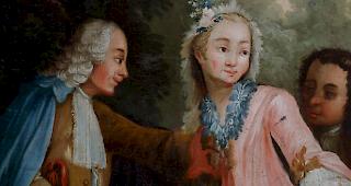 &laquo;Tartuffe&raquo; (Detail), Kom&ouml;die von Moli&egrave;re, 1766 von J. Rabiato f&uuml;r den Salon von Ignace A. P. de Courten gemalt