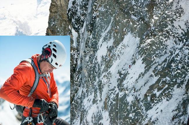 Die Bestzeit in der Nordwand ist geknackt: Dani Arnold drückt nach 1 Stunde und 46 Minuten die Stoppuhr auf dem Gipfel des Matterhorns. 
