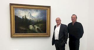 Le Cervin - Huile sur toile 100x130 cm. Von links: Christophe Flubacher (Wissenschaftlicher Direktor) und Daniel Salzmann.