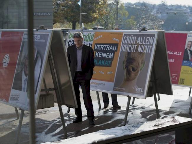 Parteiplakate für Wahlen in Bern vor zwei Jahren