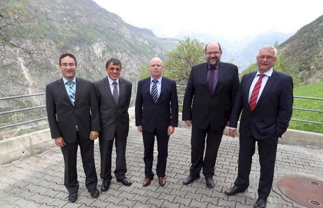 Verwaltungsrat der Aletsch AG (v.l): Beat Karrer, Paul Fux, Beat Abgottspon (Vizepräsident & Geschäftsführer), Michel Schwery (Präsident) und René Dirren