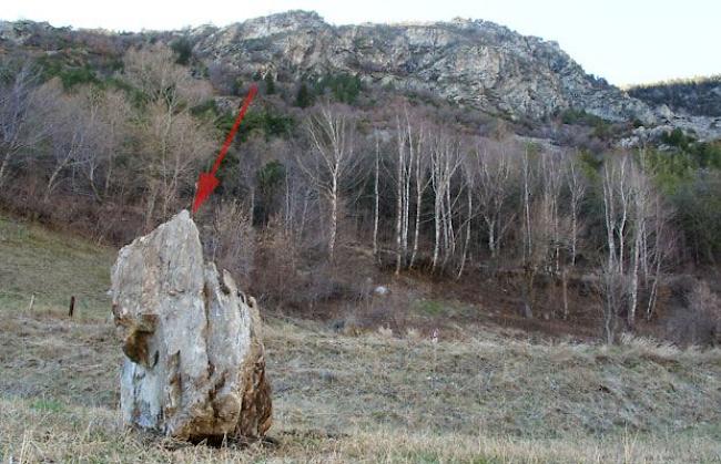 Dieser drei Kubikmeter grosse Felsblock donnerte über zwei Wanderwege bis ins Tal.