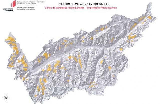 Empfohlene Wildruhezonen im Kanton Wallis