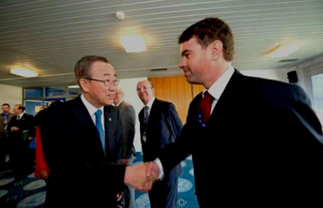 Pascal Clivaz und Ban Ki Moon, Generalsekretär der Vereinten Nationen