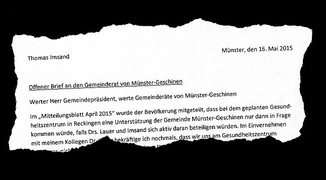 Mit diesen Zeilen beginnt der Brief welcher verschickt wurde.