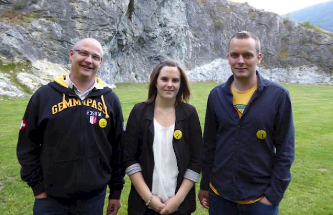 Die Kandidaten der JCSPO (von links): Ralph Lorenz, Petra In-Albon und Christian Anthamatten (es fehlt Jonas Schnidrig).