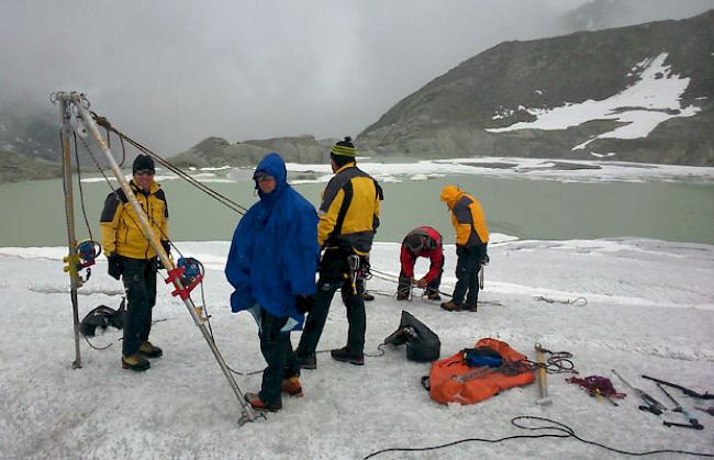 Winterliche Bedingungen auf dem Rhonegletscher