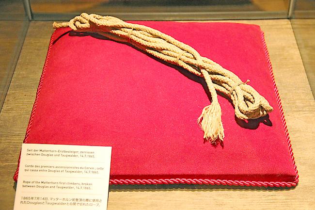 Ein Teil des Seils der Matterhon-Erstbesteigung ist im Zermatter Museum zu bestaunen.