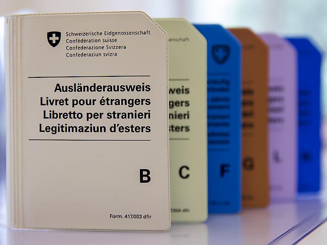 Hüllen für die verschiedenen Ausländerausweise auf dem Einwohner- und Migrationsamt in Thun.