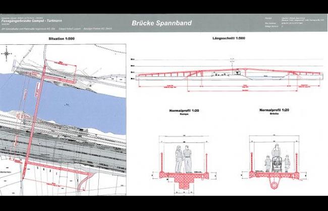 Skizzenvariante zur geplanten Fussgängerbrücke.