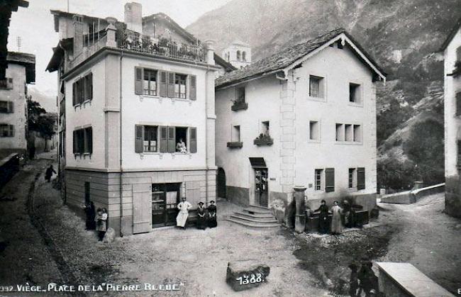 Alte Postkarte vom Blauen Stein in Visp. Datum der Aufnahme nicht bekannt. 