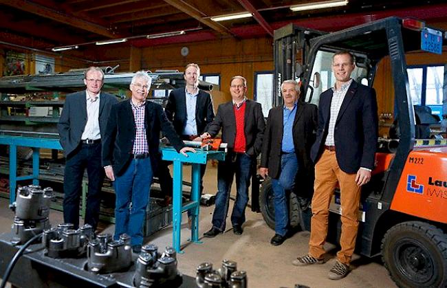 Geschäftsleitung Lauber IWISA AG, v.r.l.: Geschäftsleiter Matthias Sulzer, Reinhard Studer, stellvertretender Geschäftsleiter Sandro Werlen, Alain Zuber, Andreas Ramseiser, Cédric Cina