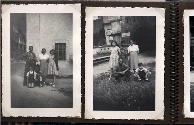 Familie vor den Tunnels (rechts).