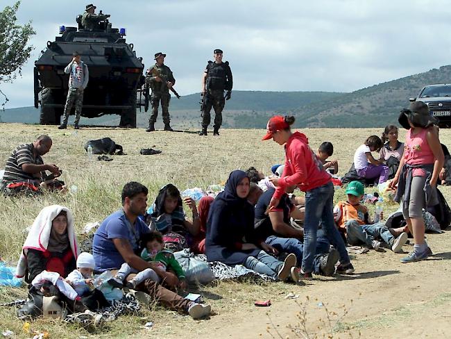 Flüchtlinge am Sonntag nahe dem serbischen Grenzort Miratovac.