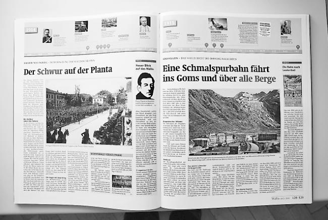 Was machte vor 100 Jahren Schlagzeilen? Die Furka-Oberalp-Bahn von Brig nach Gletsch und die Eröffnung der Bahnstrecke Leuk – Leukerbad. Auszug aus den Jahren 1914/1915. Das Wallis verändert sich. Die Entwicklung des Kantons wird in massgeblichen Epochen in eigenen Beiträgen zusammengefasst.