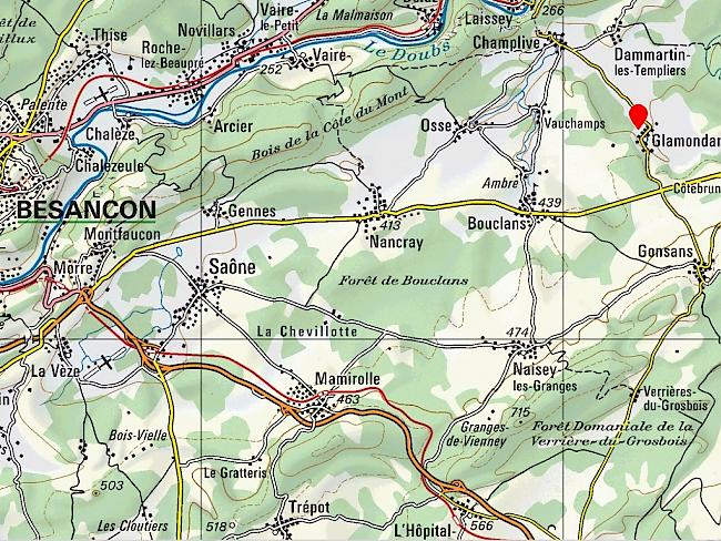Der Schweizer F/A-18-Kampfjet ist bei Glamondans abgestürzt, rund 20 Kilometer östlich der Stadt Besançon.