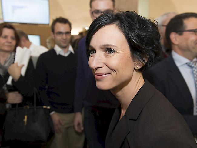 Ist für die SP im ersten Anlauf wiedergewählt worden: Die bisherige Aargauer Ständerätin Pascale Bruderer - hier am Wahltag im Regierungsgebäude in Aarau