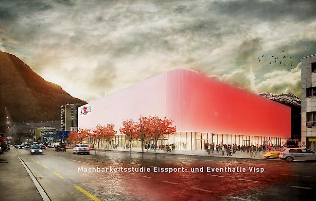 So könnte die neue Eissport- und Eventhalle in Visp aussehen.