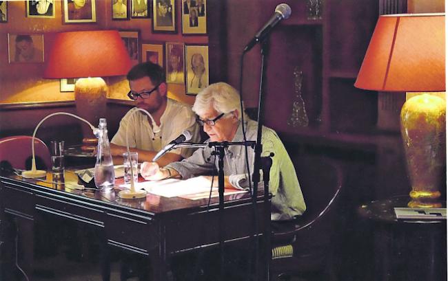 Einer seiner letzten öffentlichen Auftritte: Pierre Imhasly (rechts) liest am 20. Internationalen Literaturfestival 2015 in Leukerbad aus seinem Buch «Requiem d’Amour». 