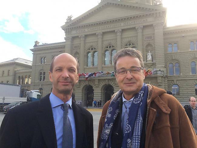 Ständeratsduo. Beat Rieder (links) und Jean-René Fournier, beide CVP.