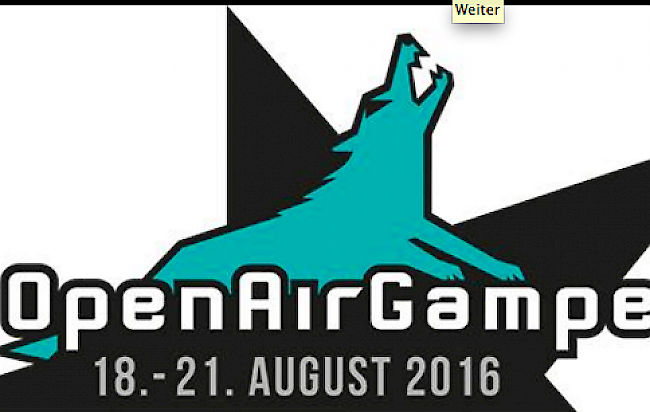 Mittwoch, 2. Dezmeber 2015: Das neue Logo des Open Air Gampel mit Wolf statt Steinbock. 