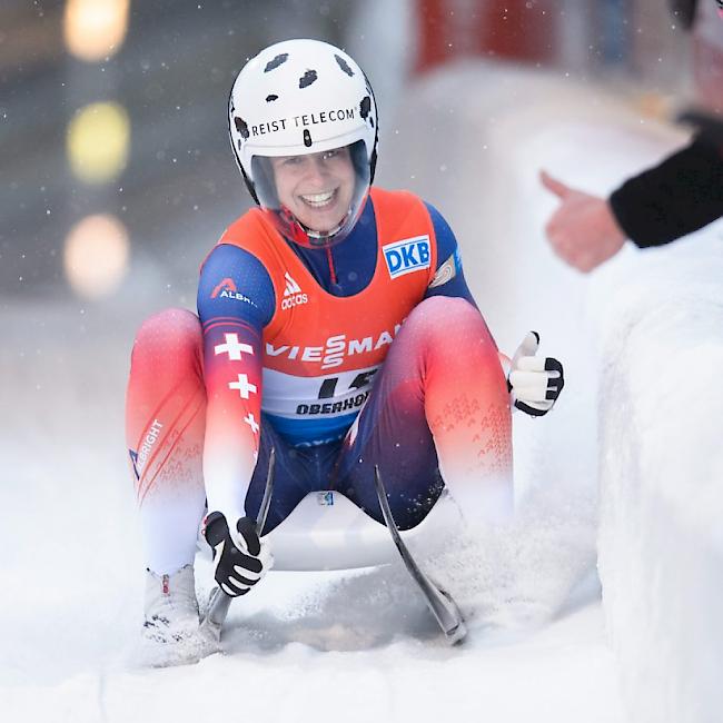 Viel Grund zum Lachen: Martina Kocher gewinnt an der WM im Sprint die Goldmedaille