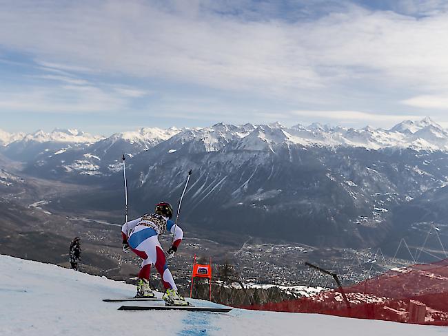Am Donnerstag wurde in Crans-Montana gefahren: Lara Gut beim Start zum ersten Training