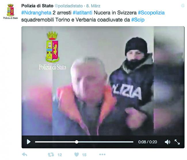 Die Polizia di Stato verkaufte ihren Landsleuten mit einem Filmchen auf Twitter die Verhaftung des 60-jährigen Antonio N. in Saas-Grund als Eigenleistung. 