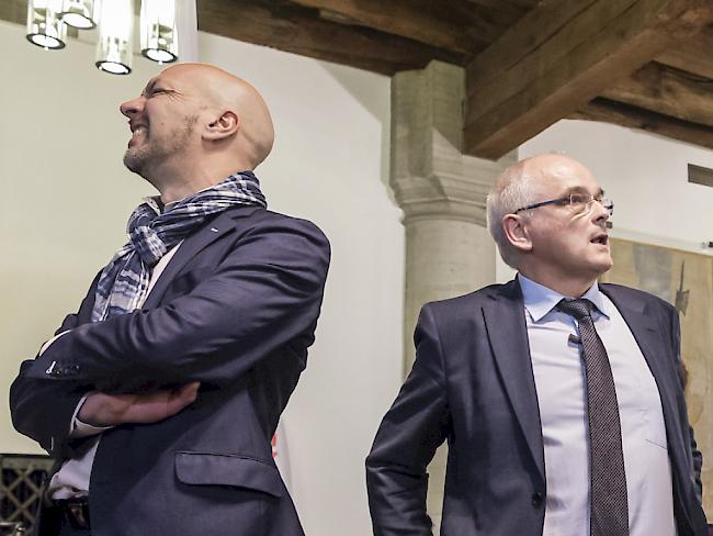 Kampf um die Macht im Kanton Bern: Der Sozialdemokrat Bernasconi (links) gegen den SVP-Mann Pierre Alain Schnegg. (Archivbild)