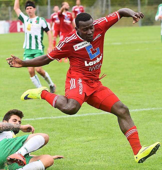 Olivier Mvondo und der FC Oberwallis Naters: Der Ligaerhalt ist wohl geschafft.