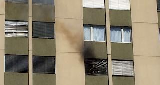 Rauch im sechsten Stockwerk des Geb&auml;udes.