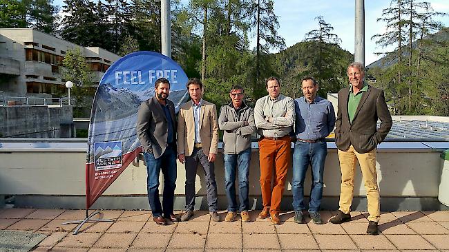 Der neue Tourismusverein Aletsch Tourismus ist gegründet: Florian Ruffiner, Richard Bortis, Sepp Bürcher, Detlef Loretan  (Präsident), Patrick Jenelten, Christian Eyholzer (von links). 