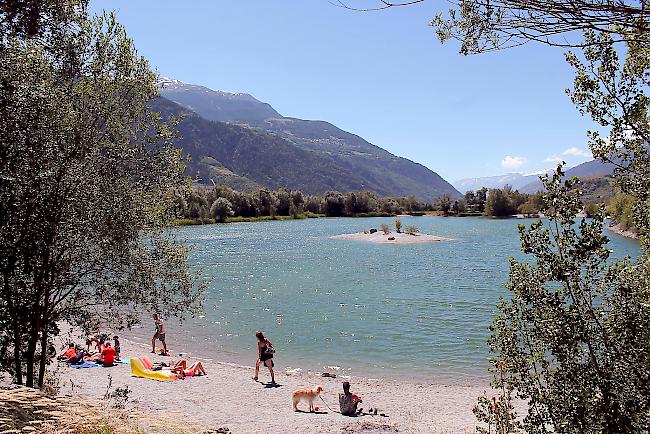 Illegal. An Hochsommertagen ist der idyllische Baggersee in Raron beliebtes Ziel für sonnenhungrige Wasserratten – trotz Umzäunung und Zutrittsverbots-Schildern.