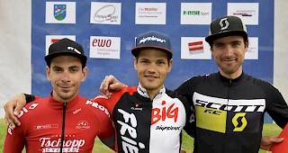 Herren-Podest mit Arnaud Rapiilard, Florian Thie und Yannick Lincoln (von links).