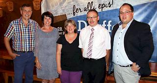 Von links: Egon Furrer, Rosmarie Piperata, Diana Schnyder (Richterin), Pius Briggeler und Jo&euml;l Fischer.