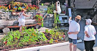 Erfrischen. Am letzten Sonntag am Eingang zur &laquo;Blumenstrasse&raquo; von Feschel: Nicht nur Blumen hatten an jenem heissen Wochenende Wasser n&ouml;tig&hellip;  