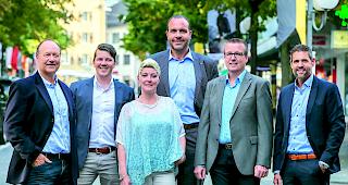 Die Gemeinderatskandidaten (v.l.n.r.): Mathias Bellwald (bisher), Silvan Eyer, Anja Lambrigger, Patrick Planche, Pascal Seiler und Alexandre Calame.