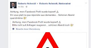 Roberto Schmidt informierte seine Facebook-Freunde &uuml;ber den Hack.