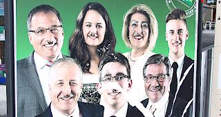 Ein Plakat mit den Kandidaten der Visper SVP wurde in der Lonzastadt verschmiert.