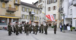 Das Milit&auml;rspiel Heer West gab in Visp ein Platzkonzert.