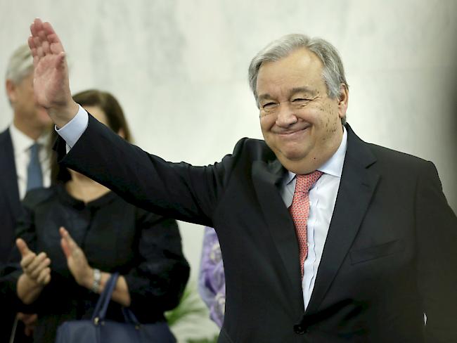 UNO-Generalsekretär Antonio Guterres am Dienstag, seinem ersten Arbeitstag, am UNO-Sitz in New York.